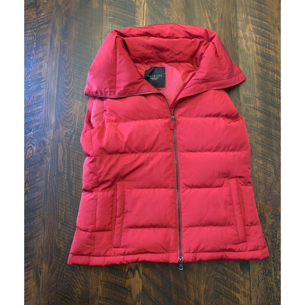 Talbots Vest Duck Down Full Zip Up Puffer Womens small Petite EUC Winter